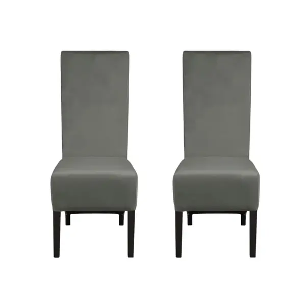 Set 2 scaune living VANESSA, picioare lemn wenge, stofa gri deschis, 47x60x110 cm