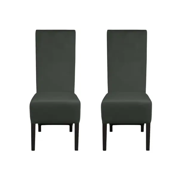 Set 2 scaune living VANESSA, picioare lemn wenge, stofa gri inchis, 47x60x110 cm