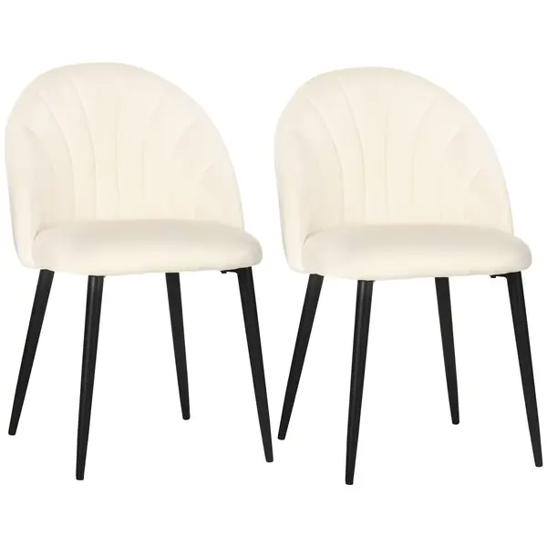Set 2 scaune pentru camera de zi, tapitate, design nordic si ergonomic, antizgarieturi si antiderapante, Bej 52x54x80cm HOMCOM | Aosom Romania