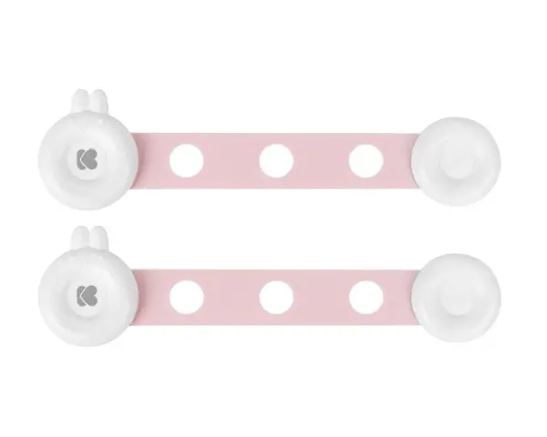 Set 2 sigurante multifunctionale KikkaBoo Bunny Pink,lungime reglabila,utilizare usi de dulap, sertare, frigidere, cabine dus, capace WC