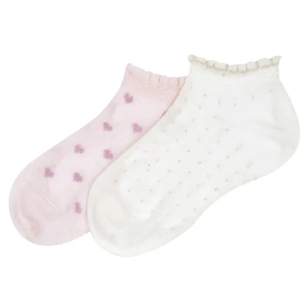 Set 2 sosete copii scurte Chicco, alb cu roz, 02270-70MC