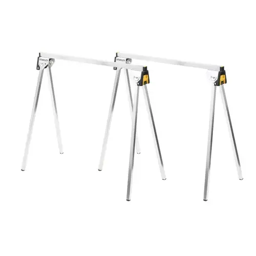 Set 2 suporturi pliabile, Stanley, Metal, 340 kg, Argintiu