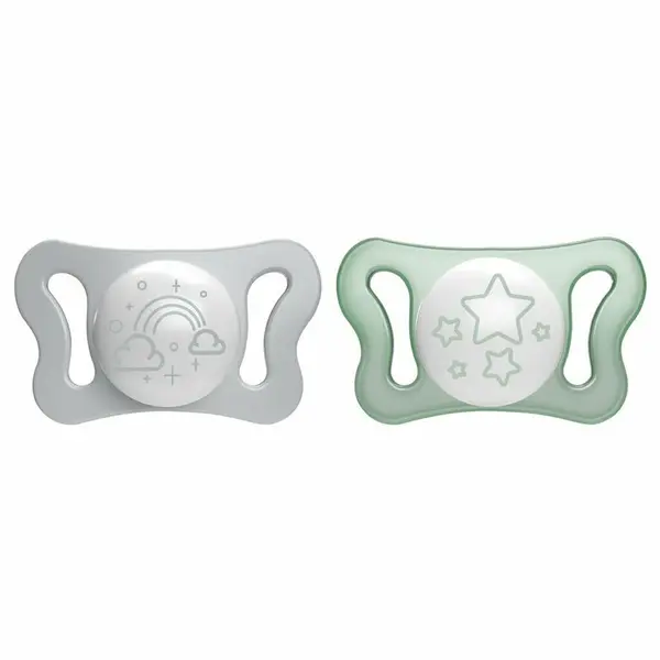 Set 2 suzete bebelusi, Chicco, Physio Forma, Silicon moale, Fara BPA, Sterilizabil la microunde, 0-2 luni, Verde
