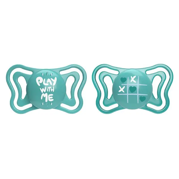 Set 2 suzete bebelusi, Chicco, Physio Forma, Silicon moale, Suprafata Soft Sense, Fosforescente, 16-36 luni, Albastru