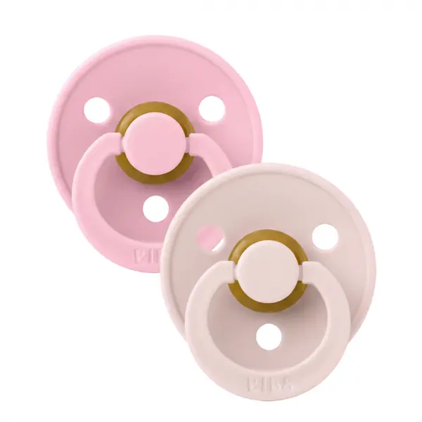 Set 2 suzete Bibs Colour Latex tetina rotunda 0 luni + PetalBaby Pink