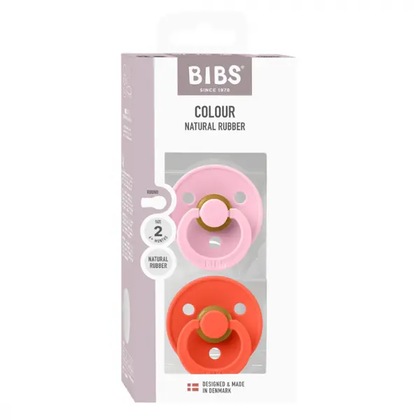 Set 2 suzete Bibs Colour Latex tetina rotunda 6 luni + Baby PinkTango