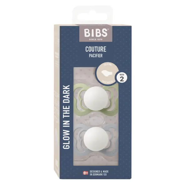 Set 2 suzete Bibs fosforencente Couture Glow Silicon tetina anatomica 6 luni + SageCloud