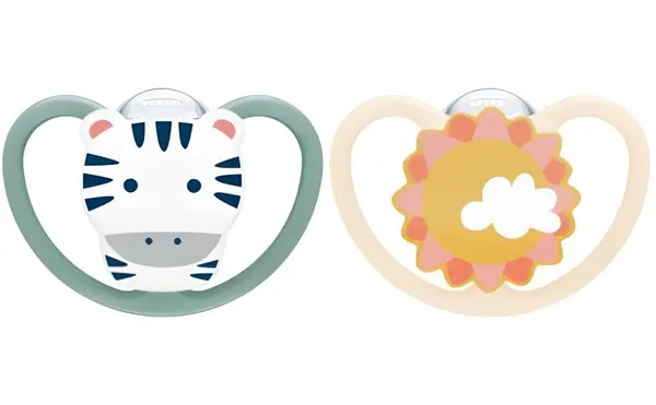 Set 2 suzete din silicon Nuk Space M2 6-18 luni zebra