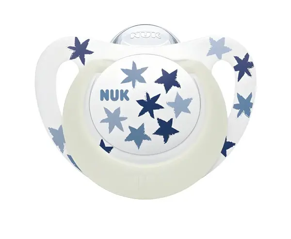 Set 2 suzete din silicon Nuk Star DayNight M3 18-36 luni crocodil