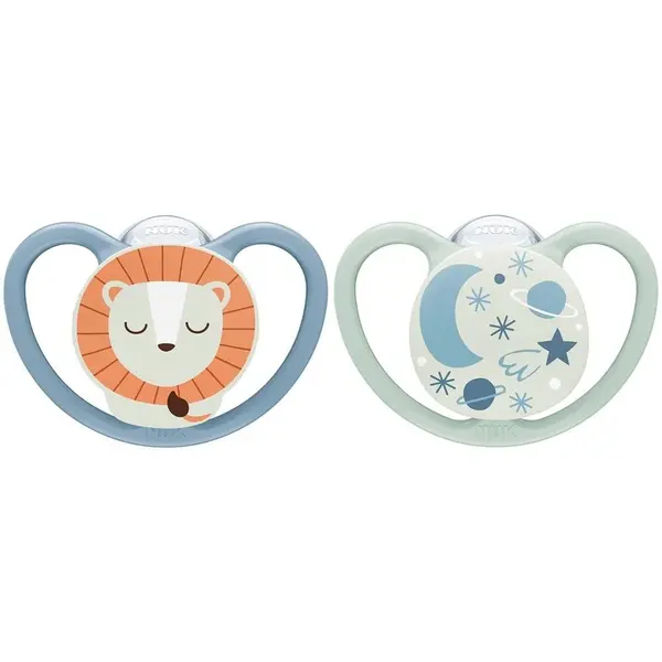 Set 2 suzete Nuk Space Night din silicon 6-18 luni Leu