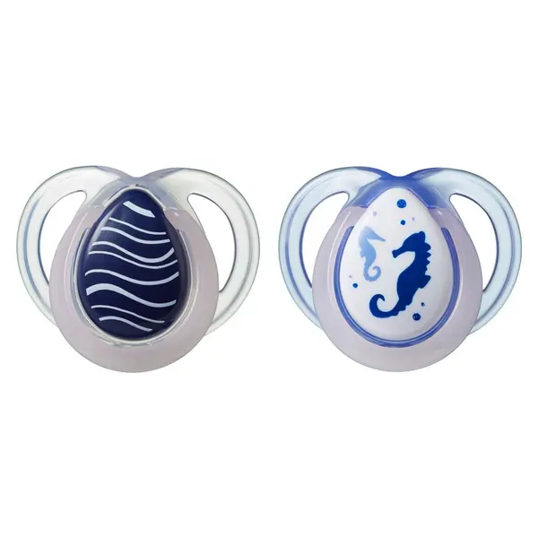 Set 2 suzete ortodontice din silicon Tommee Tippee Night 0-6 luni Seahorse