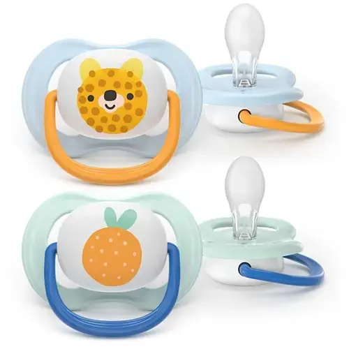 Set 2 suzete Philips Avent Ultra Air SCF080/23 care lasa pielea bebelusului sa respire, ortodontice, fara BPA, 0-6 luni, colorat