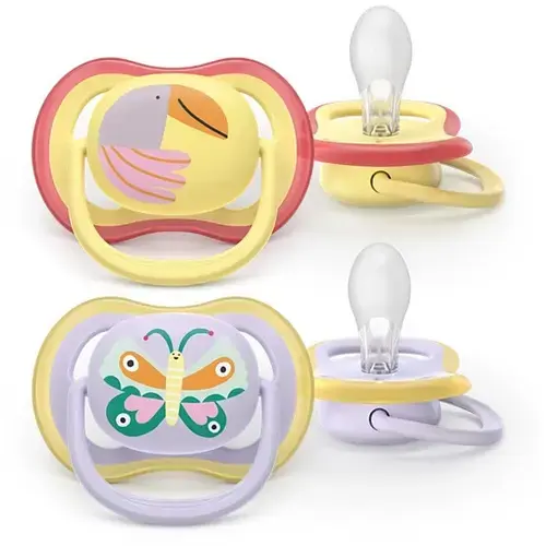 Set 2 suzete Philips Avent Ultra Air SCF087/04 care lasa pielea bebelusului sa respire, ortodontice, fara BPA, 0-6 luni, colorat