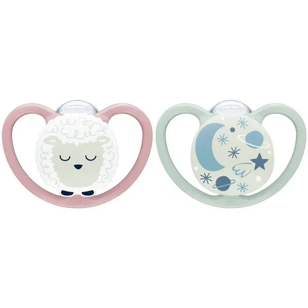 Set 2 suzete silicon NUK Space Night 18-36 luni Oaie