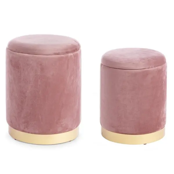 Set 2 taburete POLINA ANTIQUED PINK Ø31.5/36 CM - Roz