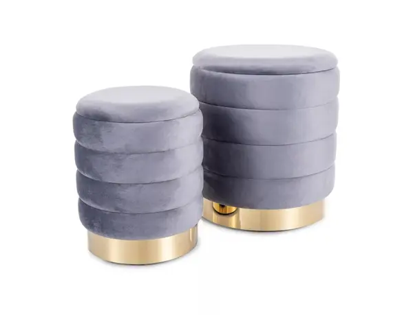 Set 2 tabureti Britta velvet gri Tap.252