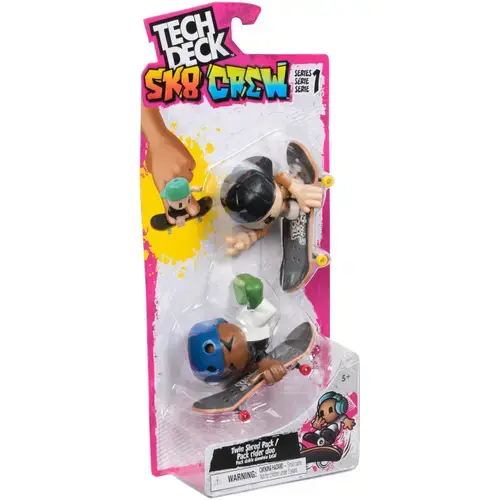 Set 2 Tech Dech Sk8 Crew - Placa si figurina 9.6 cm, Sapca neagra si casca (Albastru)