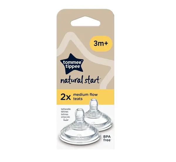 Set 2 tetine cu debit mediu Tommee Tippee Easy Vent 3 luni +