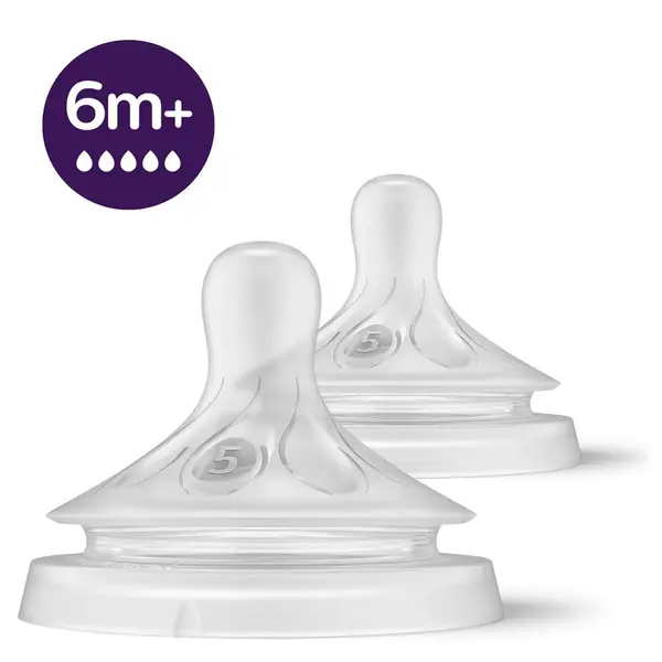 Set 2 tetine din silicon Avent Natural Response 3.0 6+ Debit 5