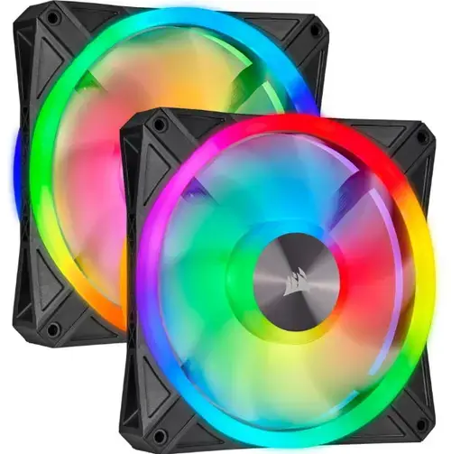 Set 2 ventilatoare Corsair iCUE QL140 RGB 140mm PWM, Lighting Node CORE