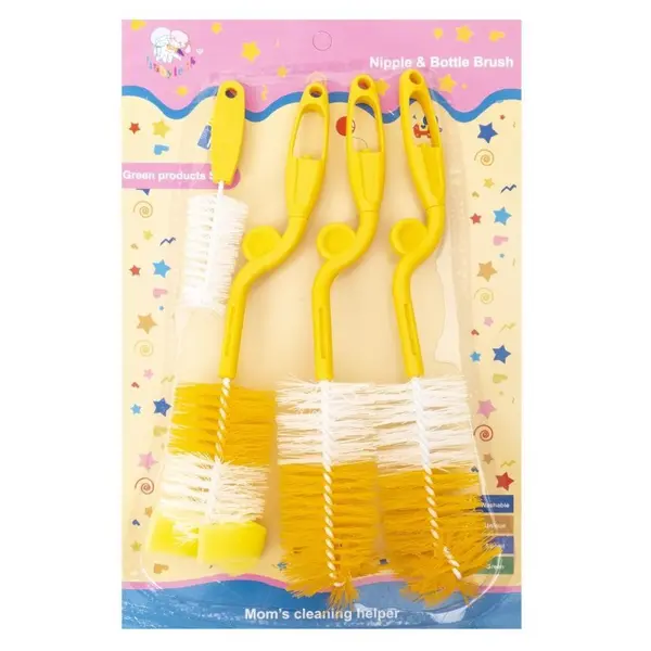 Set 2 x 4 Perii Curatare Biberoane si Tetine, Galben