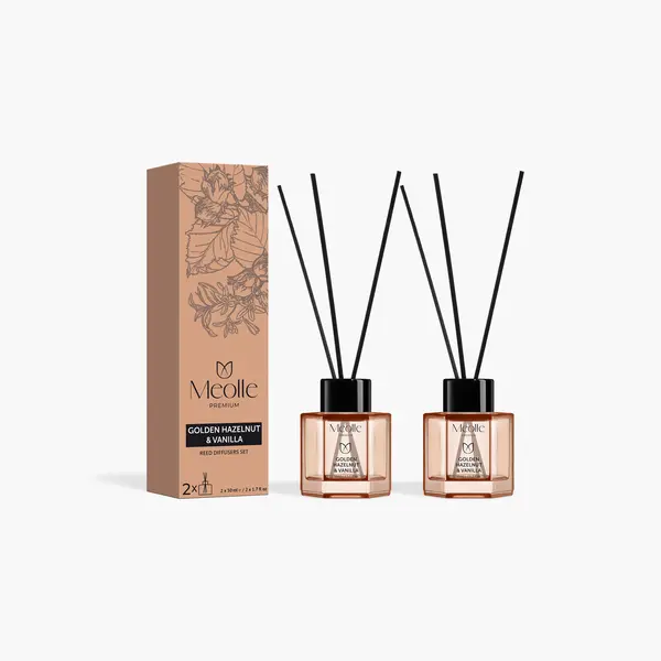Set 2 x 50 ml Odorizante cu Bețișoare Golden Hazelnut & Vanilla