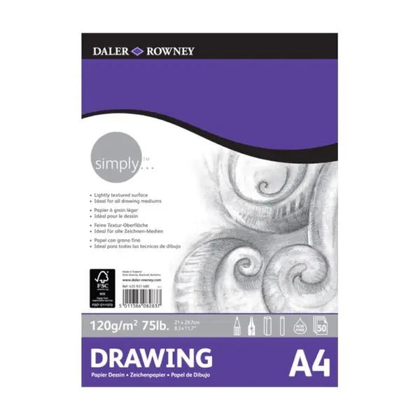 Set 2 x Bloc Desen Simply Daler Rowney, 21 x 29.7 cm, 120 g/mp