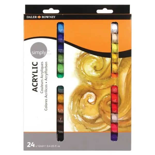 Set 2 x Culori Acrilice Simply Daler Rowney, 24 Tuburi x 12 ml
