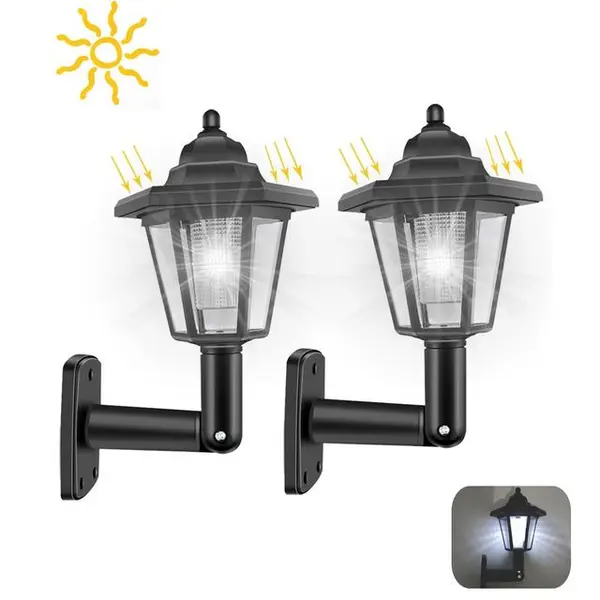Set 2 x Lampa solara tip felinar, model hexagon