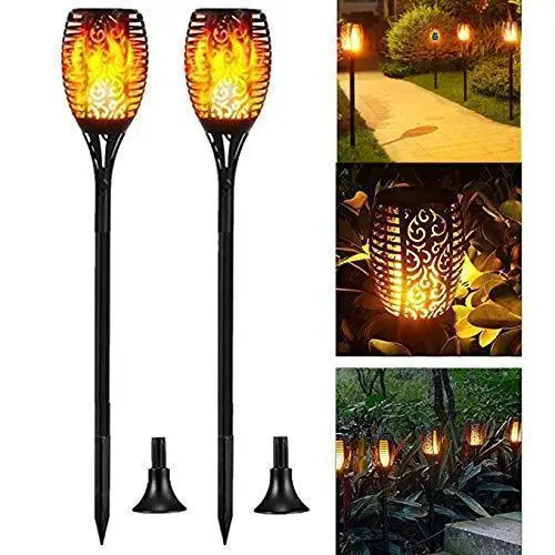Set 2 x Lampa solara tip torta cu efect flacara, 50 cm