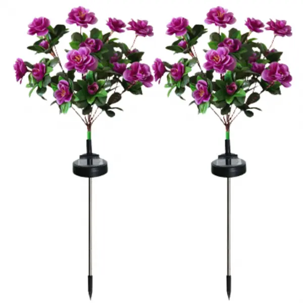 Set 2 x Lampa solara Trandafiri Roz, 7 flori LED, IP66