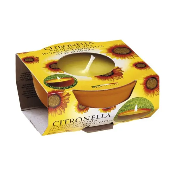 Set 2 x Lumanare Citronella, Recipient Teracota, 10 Ore