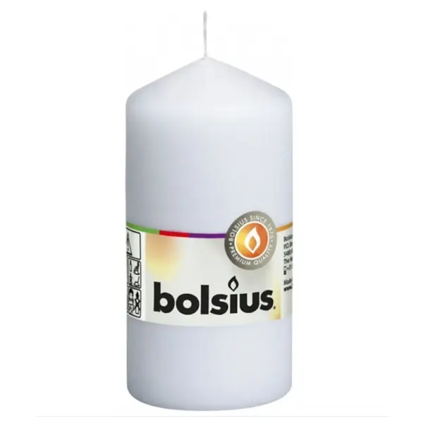 Set 2 x Lumanare Stalp 120 x 58 mm Bolsius, Alb