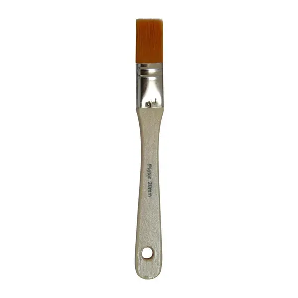 Set 2 x Pensula Lata, din Par Sintetic, cu Maner Scurt, Pictor, 60 mm