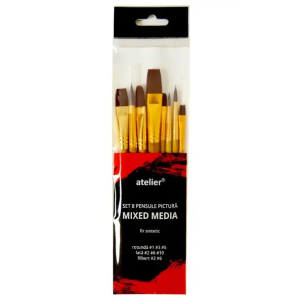 Set 2 x Pensule Pictura Mixed Media Atelier, 8 Bucati