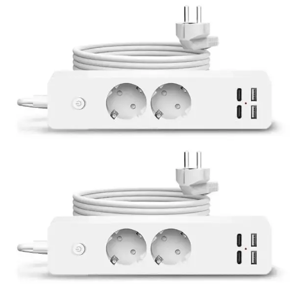 Set 2 x Prelungitor 2 prize, 2 USB, 2 USB-C, Jortan
