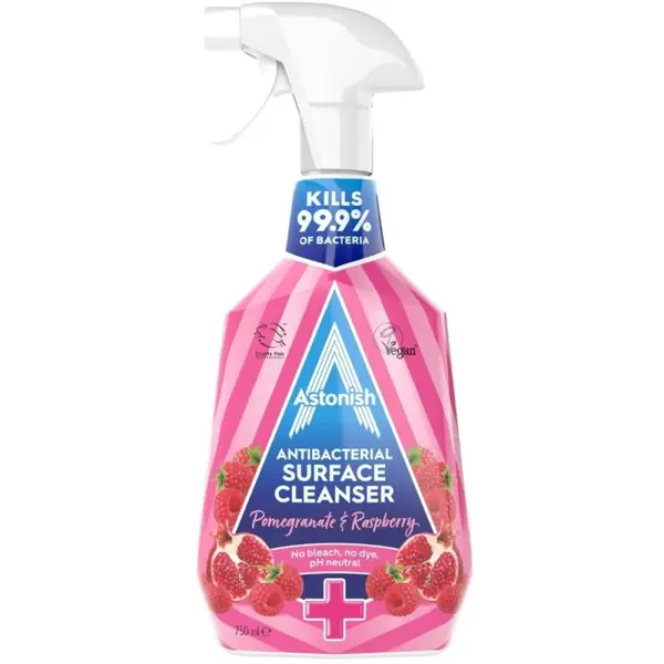 Set 2 x Solutie Antibacteriana pentru Curatare Rodie si Zmeura, 750 ml, Astonish