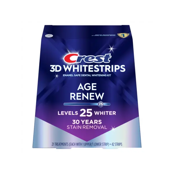 Set 21x Benzi Albirea Dintilor, Crest, 3D White, Age Renew, 14% Concentratie, Tratament 21 zile, 60 min, Nivel Albire 25