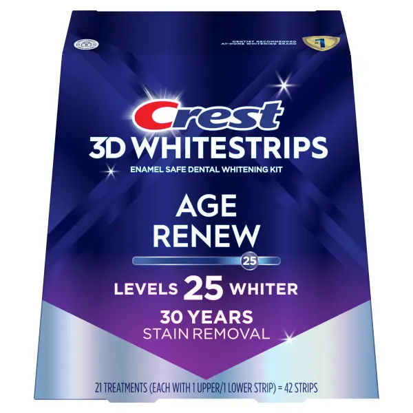 Set 21x Benzi Albirea Dintilor, Crest, 3D White, Age Renew, 14% Concentratie, Tratament 21 zile, 60 min, Nivel Albire 25
