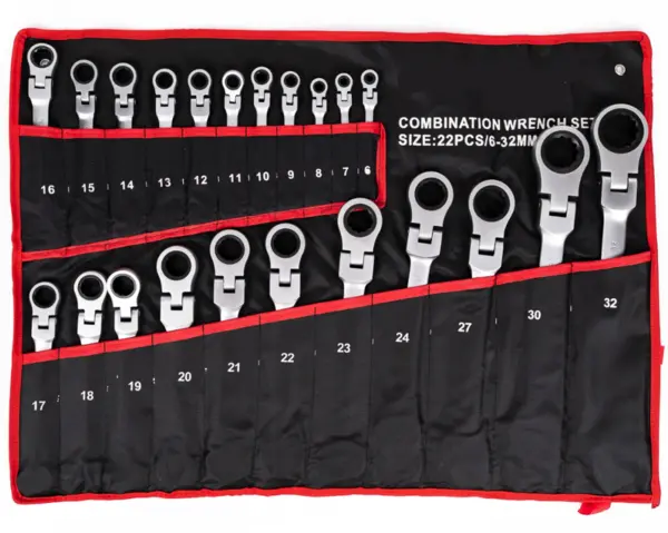 Set 22 piese chei combinate fixe si inelare articulate de la 6 la 32 mm