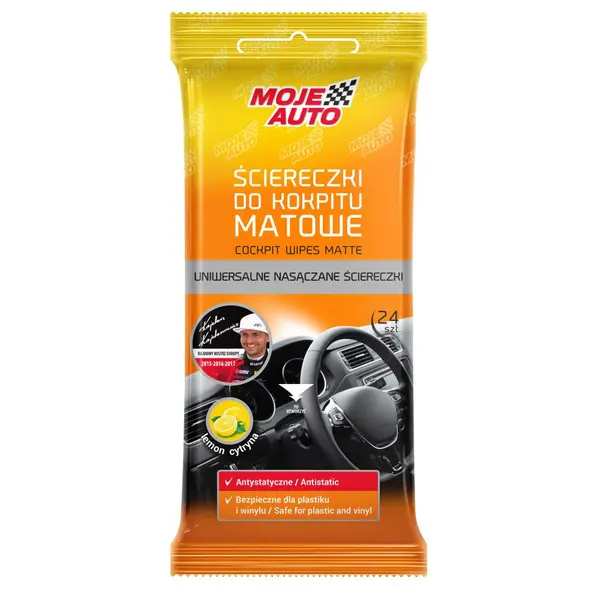 Set 24 de servetele curatat bordul, efect mat, aroma lamaie MOJE AUTO