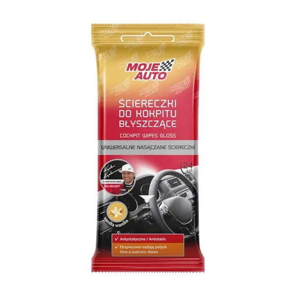 Set 24 de servetele pentru curatat bordul, aroma vanilie, efect lucios, MOJE AUTO