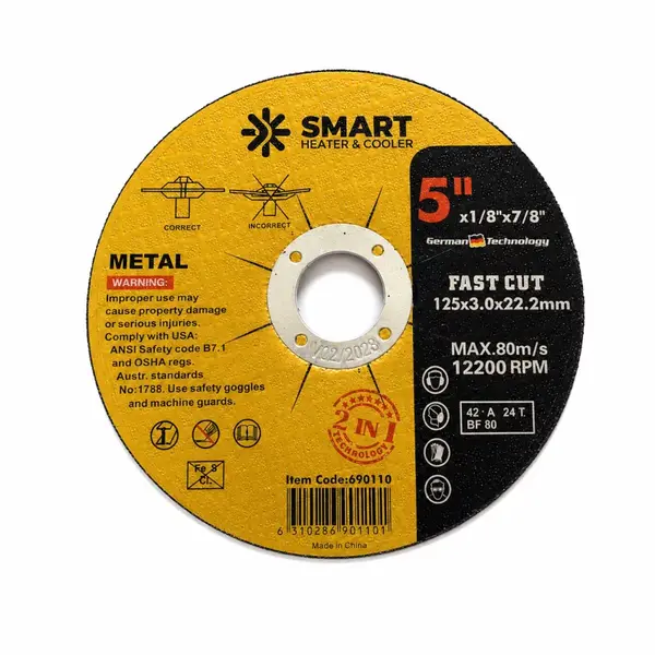 SET 25 BUC - Disc Taiere Inox si Metal T42, 125mm x 3.0mm x 22.23mm &ndash; disc cu centru deprimat