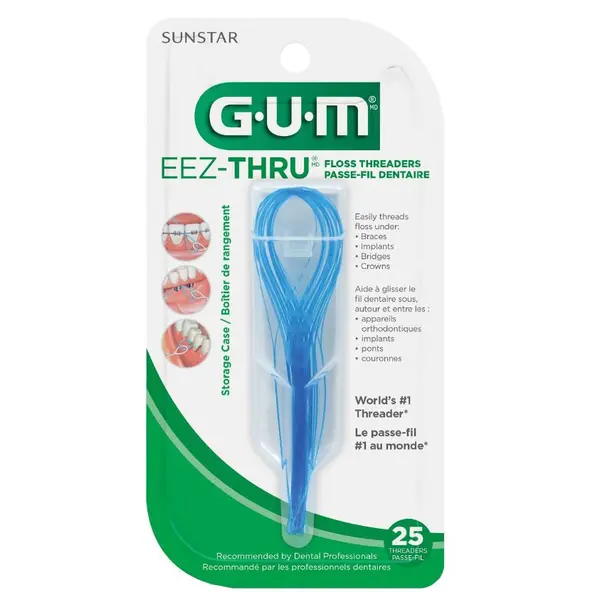 Set 25x Fire Ata Dentara si Cutie Depozitare, Gum, Eez-Thru, pentru Curatarea Eficienta a Aparatului Dentar