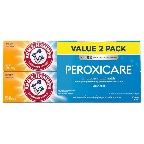 Set 2x Paste de Dinti, Arm & Hammer, Peroxicare, pentru Albirea Dintilor, Aroma de Menta, cu Fluor, 2x 170gr