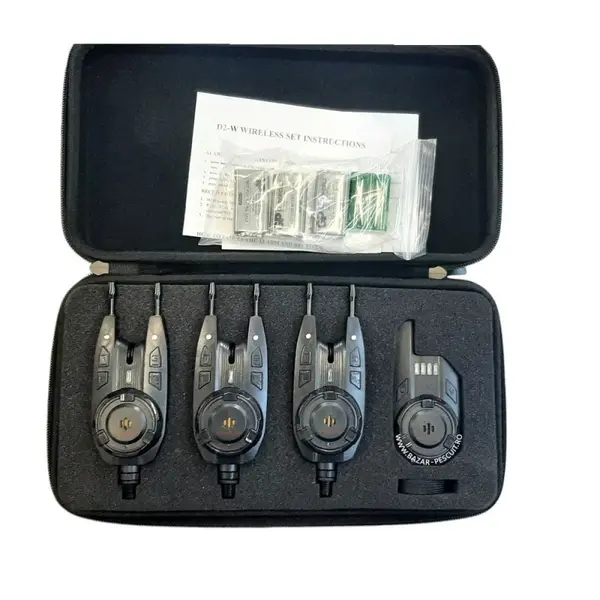 Set 3 avertizori pescuit cu statie Wind Blade 3 culori si geanta protectie 5555