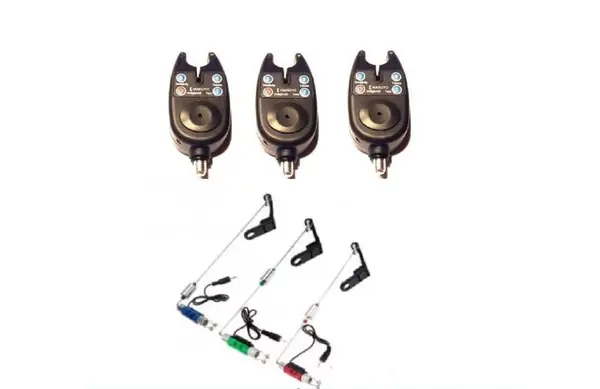 Set 3 Avertizori / Senzori hakuyo pescuit TLI - 01cu baterii incluse Si 3 Swingeri Luminosi cu led
