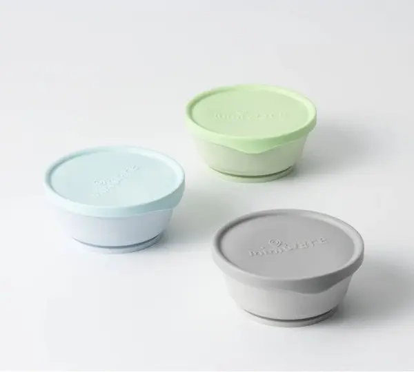 Set 3 boluri cu capac hrana bebelusi Miniware AquaGreyKeylime