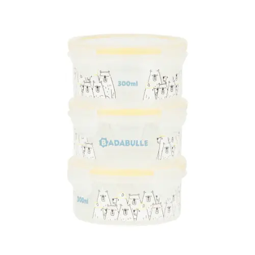Set 3 boluri ermetice Maxi 300 ml pentru pastrarea hranei Badabulle