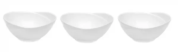 Set 3 boluri pentru servire, Ceramica, Alb, 160 ml